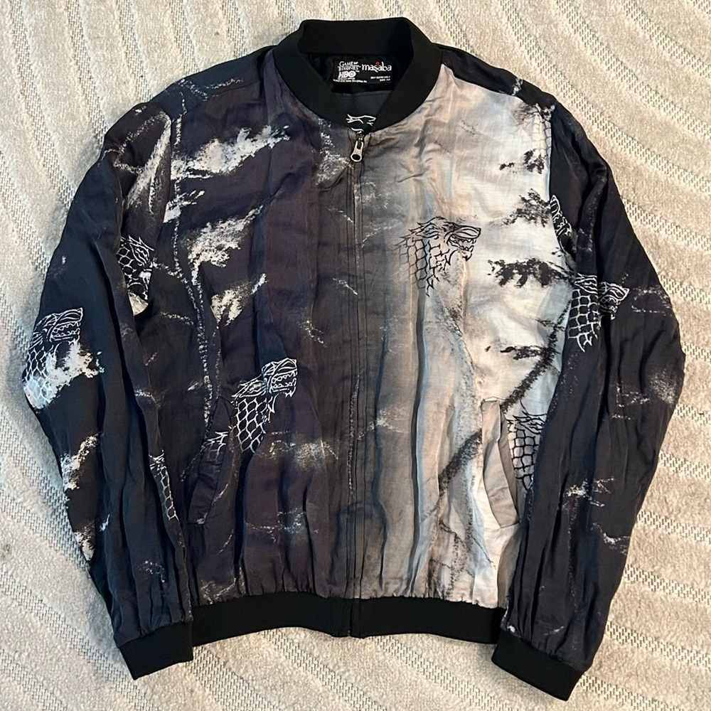 Games of Thrones x Masaba House of Stark Wolf Direwolf Print Bomber Jacket - M